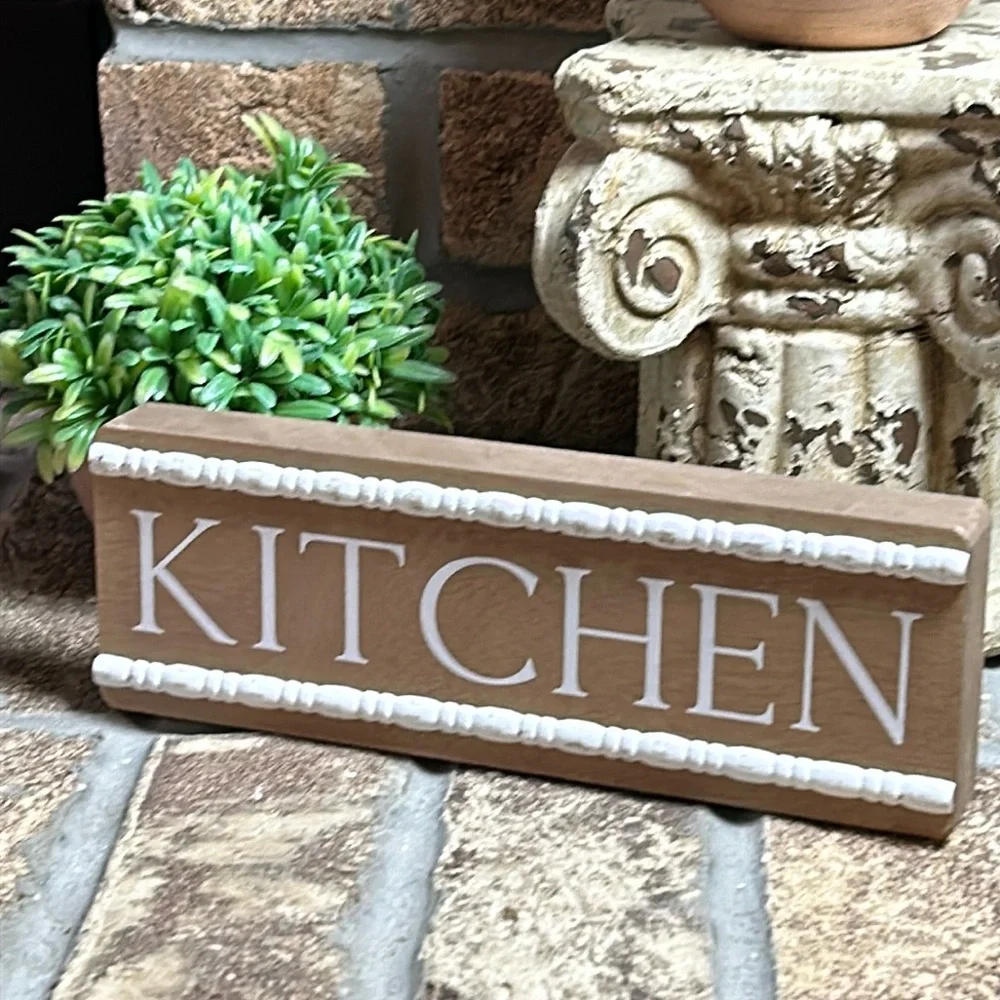 NEW! Vintage Inspired Cottage White Architecture Molding Kitchen Wood Sign